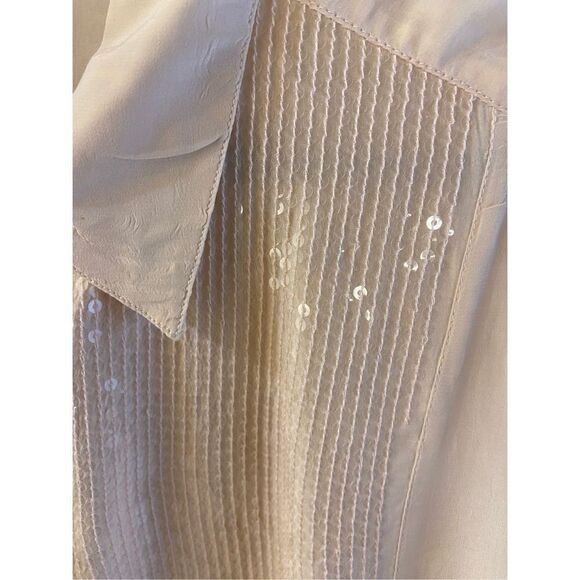 Chicos pink sequin top ties at waist 100 rayon sheer lined XL - Picture 5 of 8